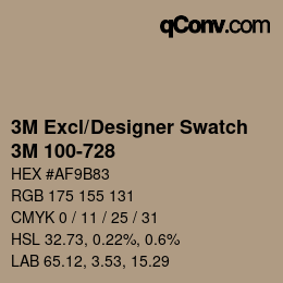 Código de color: 3M Excl/Designer Swatch - 3M 100-728 | qconv.com