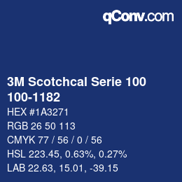 カラーコード: 3M Scotchcal Serie 100 - 100-1182 | qconv.com