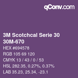 Código de color: 3M Scotchcal Serie 30 - 30M-670 | qconv.com