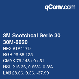 Farbcode: 3M Scotchcal Serie 30 - 30M-8820 | qconv.com