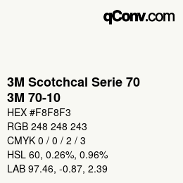 カラーコード: 3M Scotchcal Serie 70 - 3M 70-10 | qconv.com