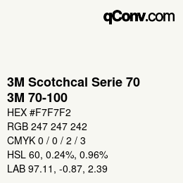 カラーコード: 3M Scotchcal Serie 70 - 3M 70-100 | qconv.com