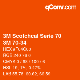 Código de color: 3M Scotchcal Serie 70 - 3M 70-34 | qconv.com