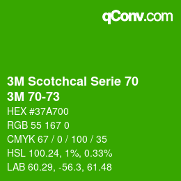 カラーコード: 3M Scotchcal Serie 70 - 3M 70-73 | qconv.com