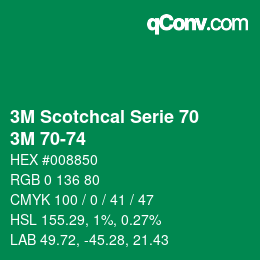 カラーコード: 3M Scotchcal Serie 70 - 3M 70-74 | qconv.com