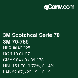 Código de color: 3M Scotchcal Serie 70 - 3M 70-785 | qconv.com