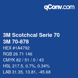 Código de color: 3M Scotchcal Serie 70 - 3M 70-878 | qconv.com