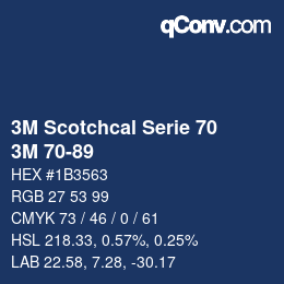 Código de color: 3M Scotchcal Serie 70 - 3M 70-89 | qconv.com