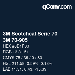 Código de color: 3M Scotchcal Serie 70 - 3M 70-905 | qconv.com