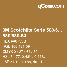 Código de color: 3M Scotchlite Serie 580/680 - 580/680-64 | qconv.com