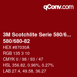 Code couleur: 3M Scotchlite Serie 580/680 - 580/680-82 | qconv.com