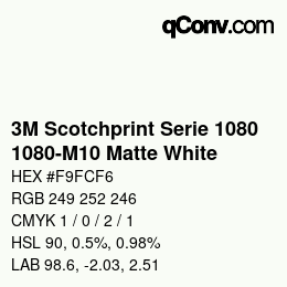 Farbcode: 3M Scotchprint Serie 1080 - 1080-M10 Matte White | qconv.com