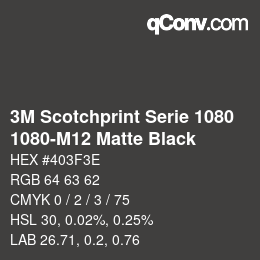 Código de color: 3M Scotchprint Serie 1080 - 1080-M12 Matte Black | qconv.com