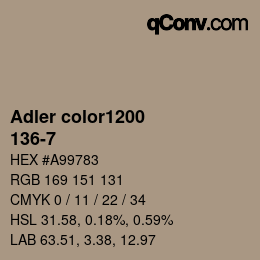 カラーコード: Adler color1200 - 136-7 | qconv.com