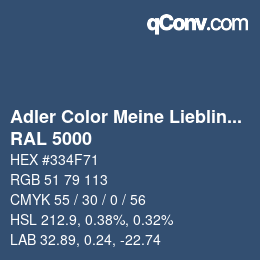 カラーコード: Adler Color Meine Lieblingsfarbe - RAL 5000 | qconv.com