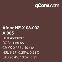 カラーコード: Afnor NF X 08-002 - A 005 | qconv.com