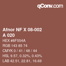 カラーコード: Afnor NF X 08-002 - A 020 | qconv.com