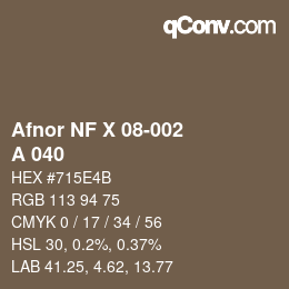 Farbcode: Afnor NF X 08-002 - A 040 | qconv.com