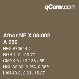 Code couleur: Afnor NF X 08-002 - A 050 | qconv.com