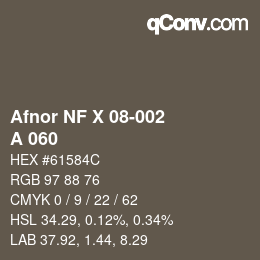 カラーコード: Afnor NF X 08-002 - A 060 | qconv.com