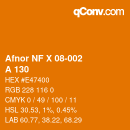 カラーコード: Afnor NF X 08-002 - A 130 | qconv.com