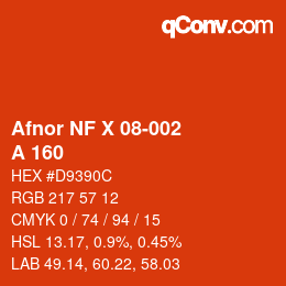 カラーコード: Afnor NF X 08-002 - A 160 | qconv.com