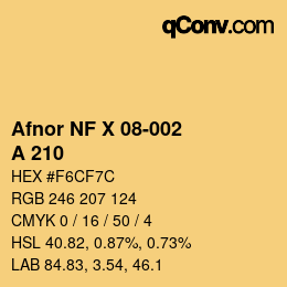 カラーコード: Afnor NF X 08-002 - A 210 | qconv.com