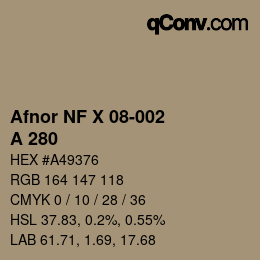 カラーコード: Afnor NF X 08-002 - A 280 | qconv.com