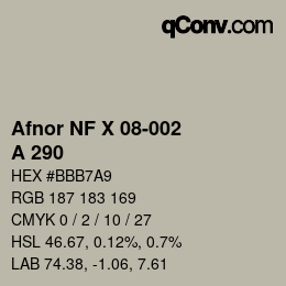 Código de color: Afnor NF X 08-002 - A 290 | qconv.com