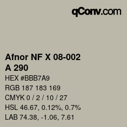 Code couleur: Afnor NF X 08-002 - A 290 | qconv.com