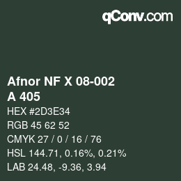 カラーコード: Afnor NF X 08-002 - A 405 | qconv.com