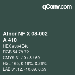 Farbcode: Afnor NF X 08-002 - A 410 | qconv.com