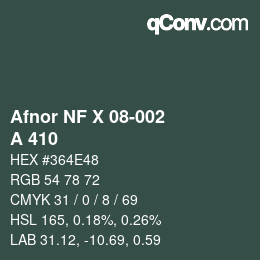 Farbcode: Afnor NF X 08-002 - A 410 | qconv.com