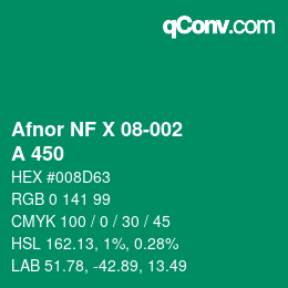 Code couleur: Afnor NF X 08-002 - A 450 | qconv.com