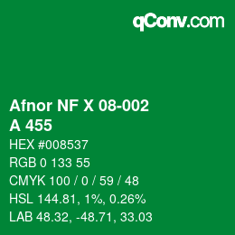 Farbcode: Afnor NF X 08-002 - A 455 | qconv.com