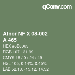 Código de color: Afnor NF X 08-002 - A 465 | qconv.com