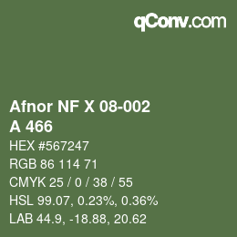 Código de color: Afnor NF X 08-002 - A 466 | qconv.com