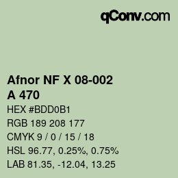 Color code: Afnor NF X 08-002 - A 470 | qconv.com