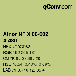 カラーコード: Afnor NF X 08-002 - A 480 | qconv.com