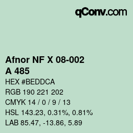 Farbcode: Afnor NF X 08-002 - A 485 | qconv.com