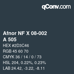 カラーコード: Afnor NF X 08-002 - A 505 | qconv.com