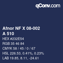 カラーコード: Afnor NF X 08-002 - A 510 | qconv.com