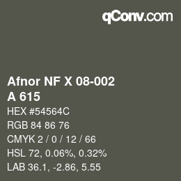 カラーコード: Afnor NF X 08-002 - A 615 | qconv.com