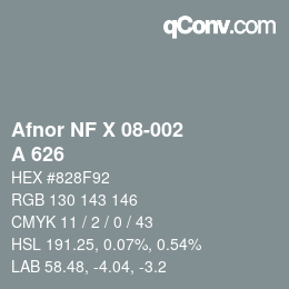 Code couleur: Afnor NF X 08-002 - A 626 | qconv.com