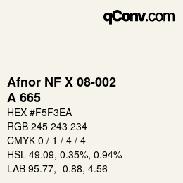 Código de color: Afnor NF X 08-002 - A 665 | qconv.com