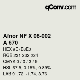 Color code: Afnor NF X 08-002 - A 670 | qconv.com