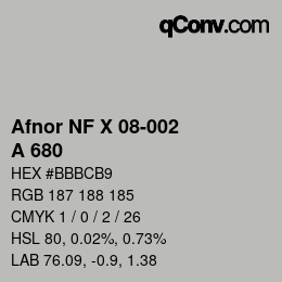 カラーコード: Afnor NF X 08-002 - A 680 | qconv.com