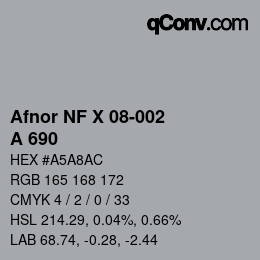 カラーコード: Afnor NF X 08-002 - A 690 | qconv.com