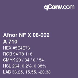 Código de color: Afnor NF X 08-002 - A 710 | qconv.com