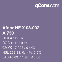 Farbcode: Afnor NF X 08-002 - A 730 | qconv.com